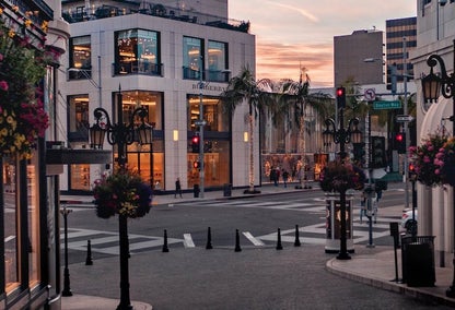 Variety of designer stores on Rodeo Drive, Beverly Hills, Los Angeles